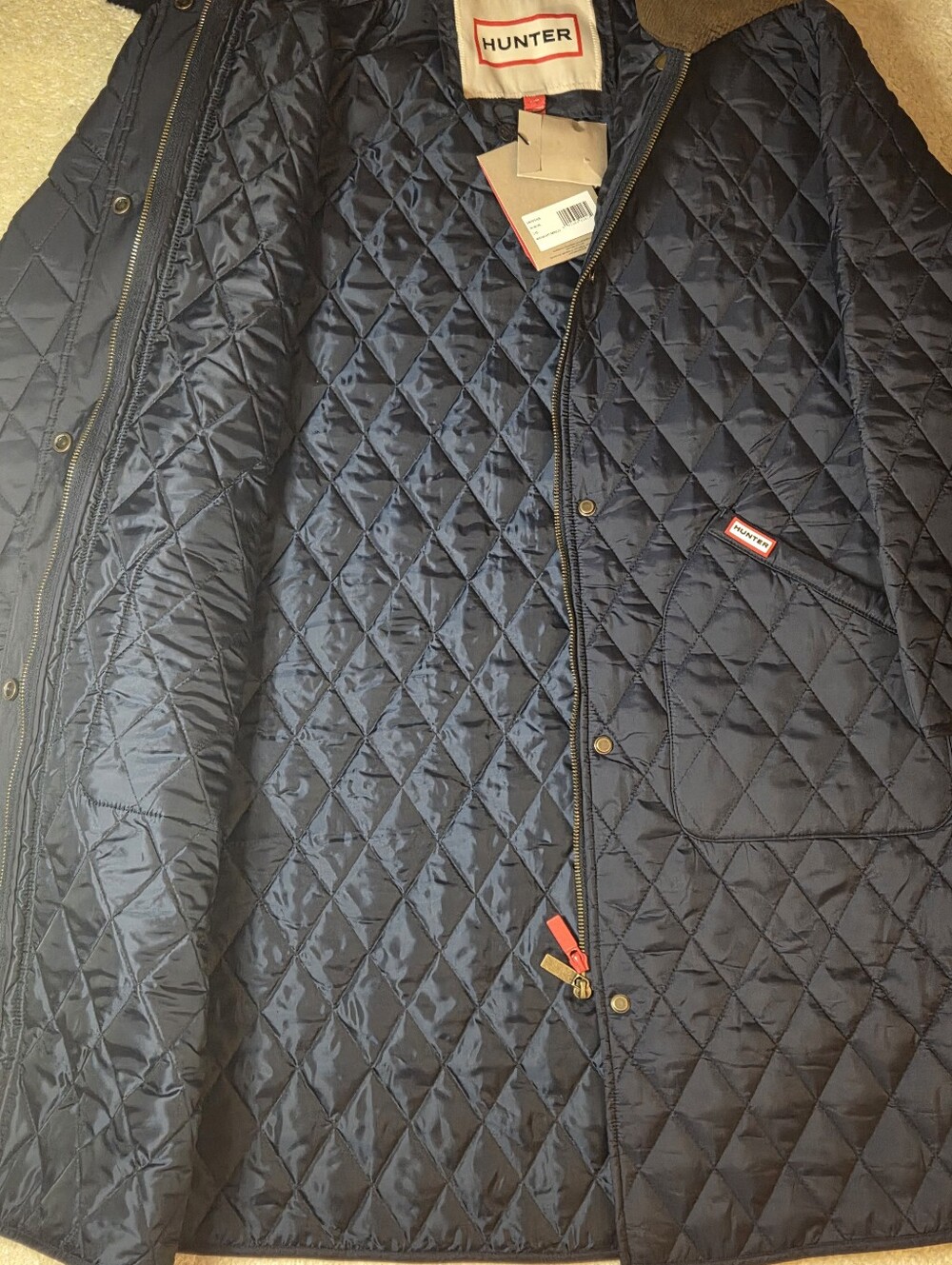 HUNTER 'ALISON' LONG DIAMOND QUILTED JACKET - Picture 4 of 8
